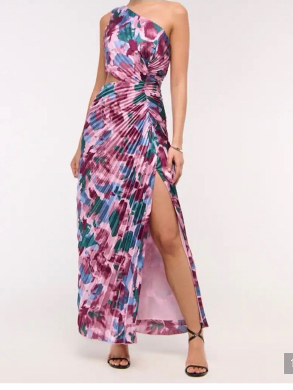 Abercrombie &Fitch Floral One-Shoulder Maxi Dress-Size XS